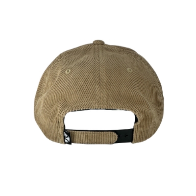 Front view of tan Hooey Corduroy Cap with Born & Raised Music Fest embroidery