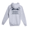 Back view of Beer Label Hoodie with 2025 Born & Raised Music Festival artist lineup in navy print