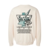 Back view of Born & Raised Sign Crewneck with teal and black marquee sign and full 2025 lineup print