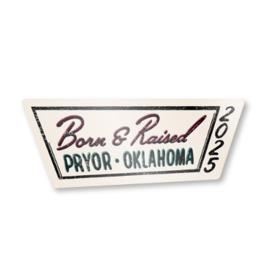 Born & Raised Music Festival 2025 decal pack featuring three unique sticker designs: marquee sign, cowgirl graphic, and sunset barn illustration