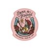 Born & Raised Music Festival cowgirl decal with guitar, roses, and horseshoe on pink background